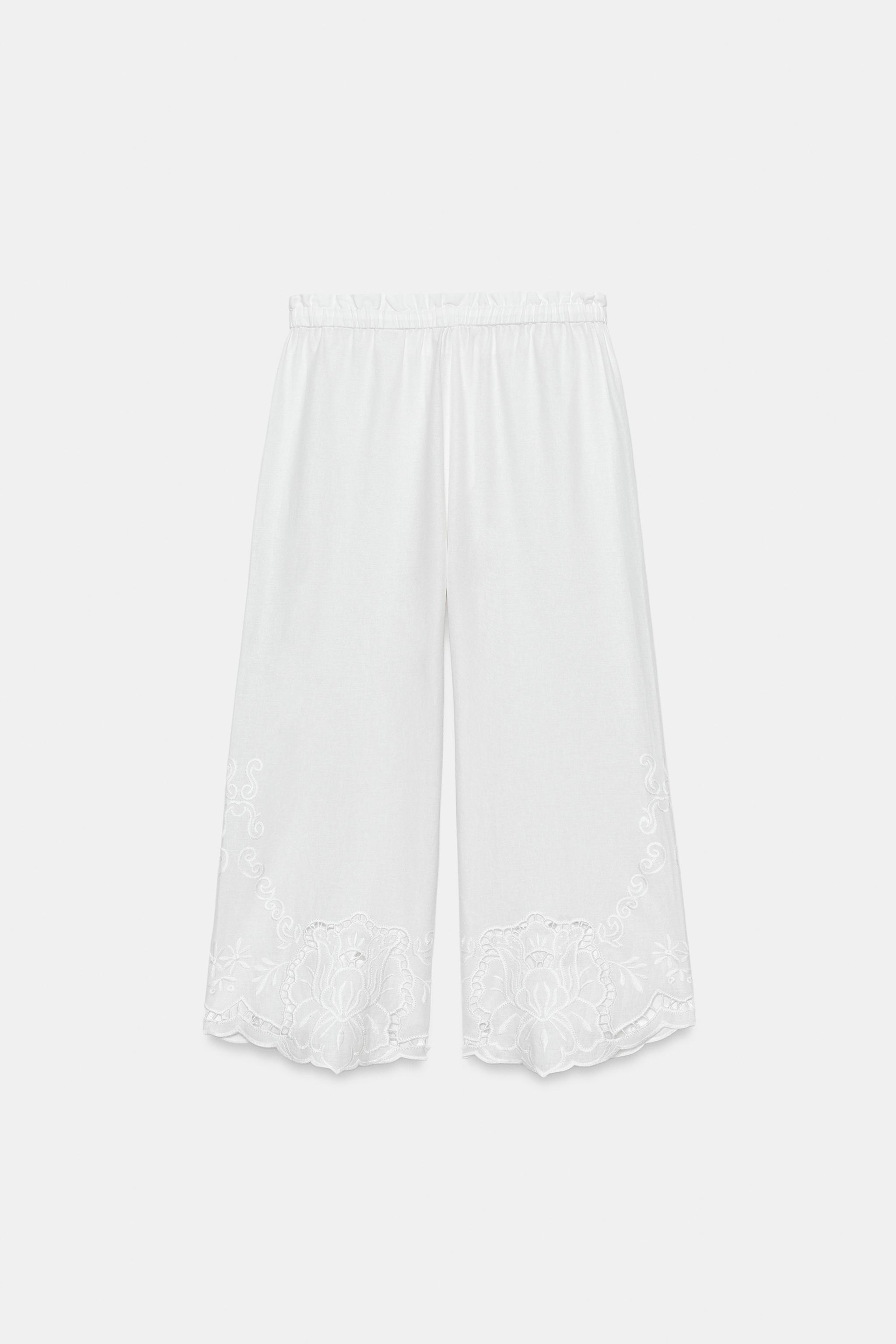 PANTALON BRODÉ EN LIN ZW COLLECTION